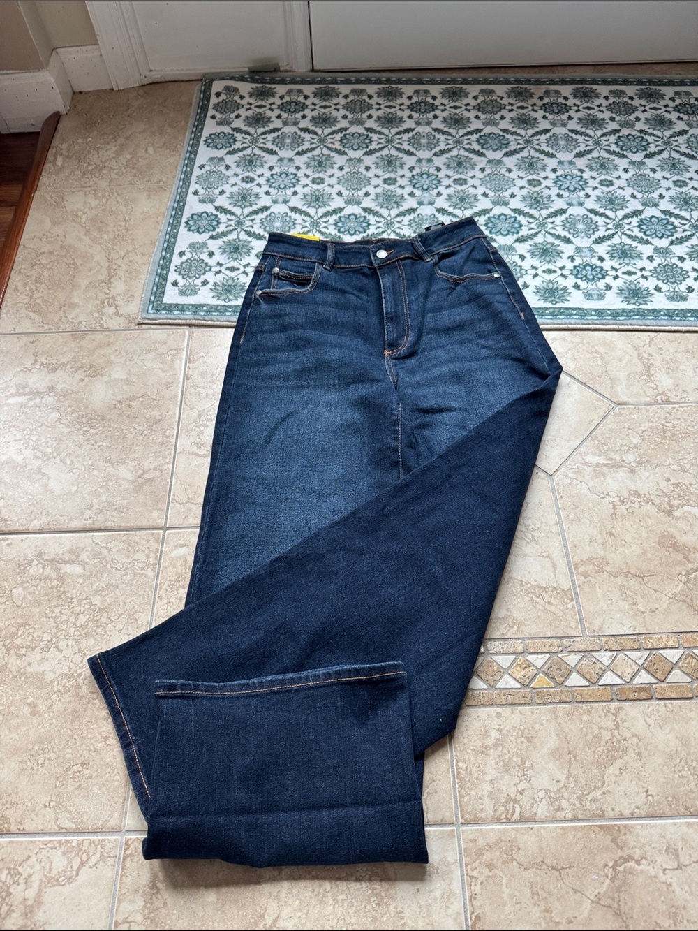 Well Worn Dark Blue High-Rise Jeans